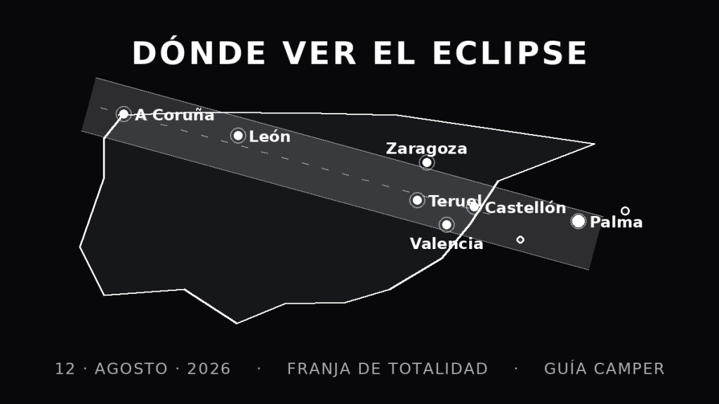 Dónde ver el eclipse total del 12 de agosto de 2026 en España: las mejores zonas (y cómo elegir tu sitio en&nbsp;camper)